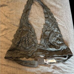 Free People Grey Lace Halter Bralette